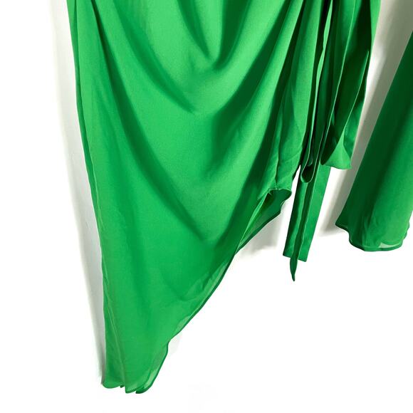 Michael Costello Heaven‎ Chiffon One Shoulder Dress Green Asymmetric Hem Sz XS - Picture 9 of 13